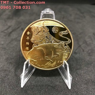 [TẾT 2021] Xu con Trâu Mạ Vàng; Dùng để trang trí bàn sách, bàn làm việc-TMT Collection-SP002375