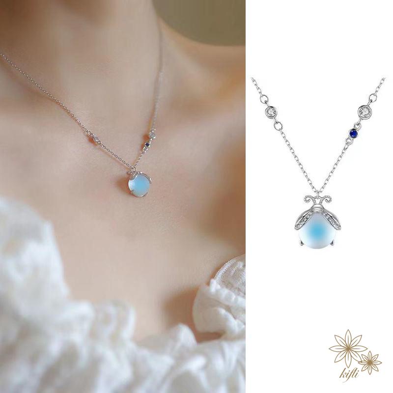 Vòng cổ Mặt Hình Bướm Đính Đá Mặt Trăng Thời Trang Cho Nữ