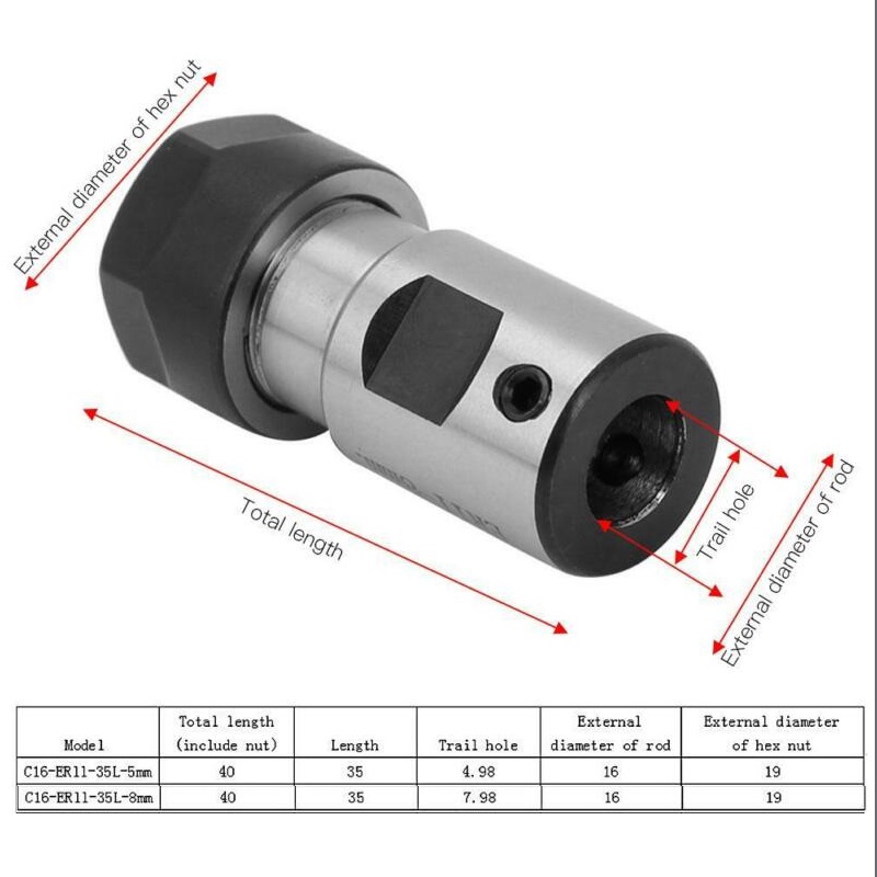 Giá Đỡ Đầu Cặp Mũi Phay CNC 35mm C16 ER11-35L 5mm