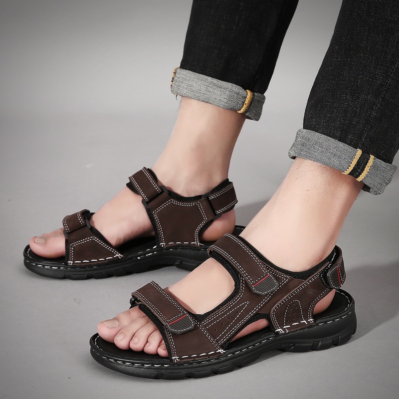 Giày Sandal Da Giả Chống Thấm Nước Cho Nam