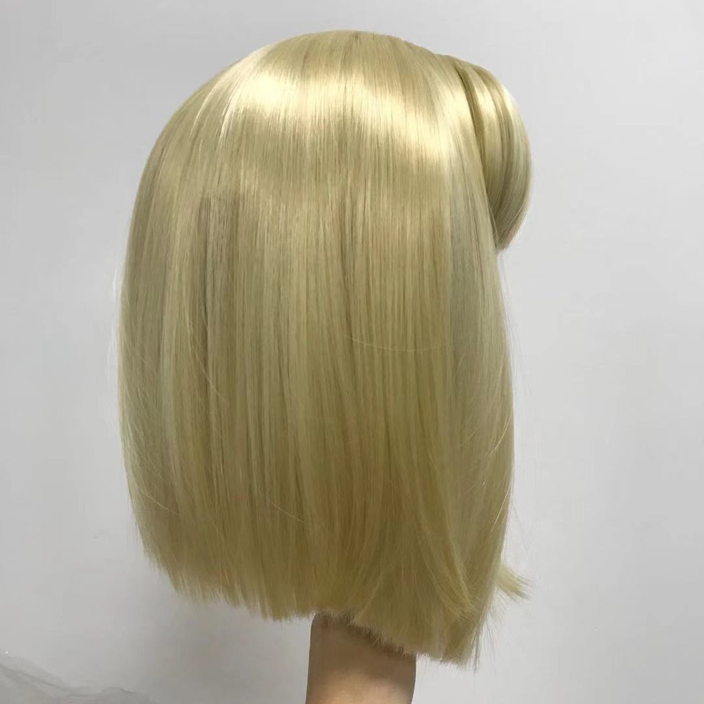 BOBO Bộ Tóc Giả Ngắn Mái Ngang Nhuộm Vàng Thời Trang Cho Nữ