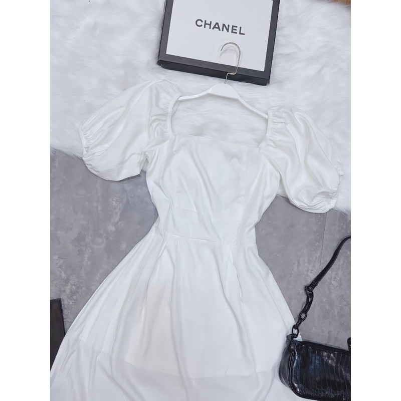 VNU244 - VÁY TRẮNG TẰM THÁI 2 LỚP CỔ VUÔNG | BigBuy360 - bigbuy360.vn