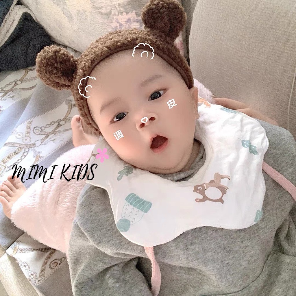 Băng đô tai gấu teddy lông cừu cute cho bé