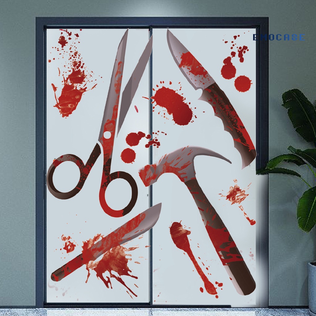 Sticker Dán Trang Trí Halloween Hình Kéo Và Búa Đẫm Máu