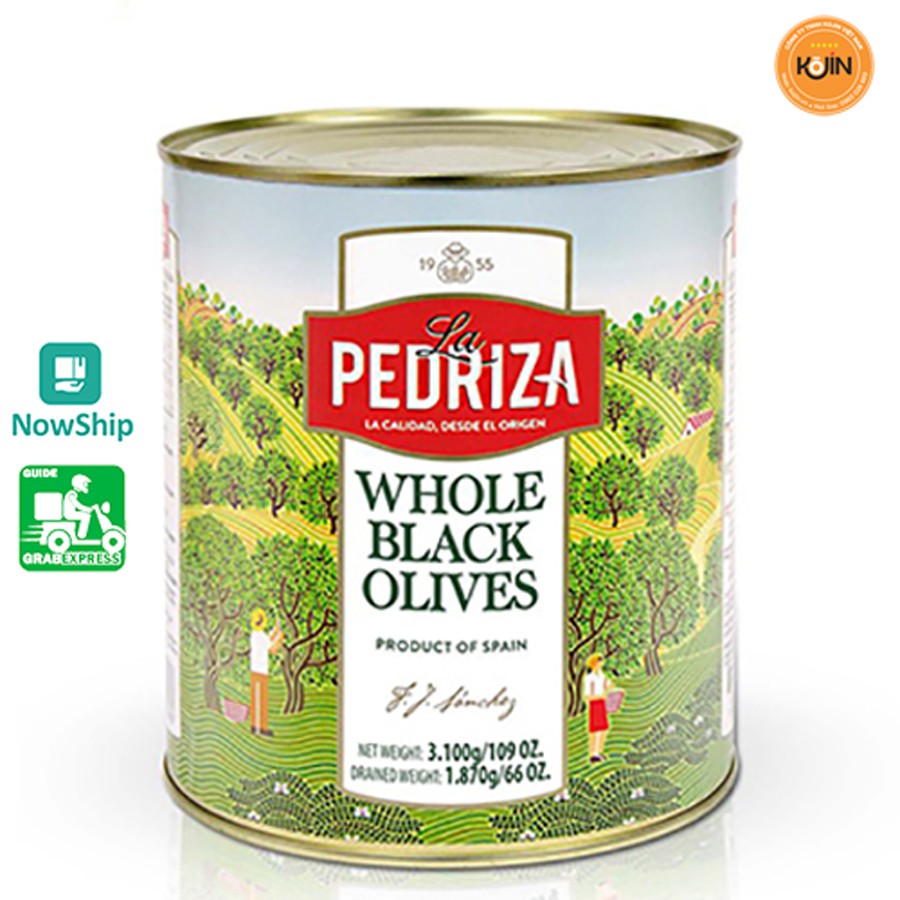 Quả Olive Đen Nguyên Trái Kojin Hiệu Le Pedriza Nhập Khẩu Tây Ban Nha Hộp Thiếc 3kg