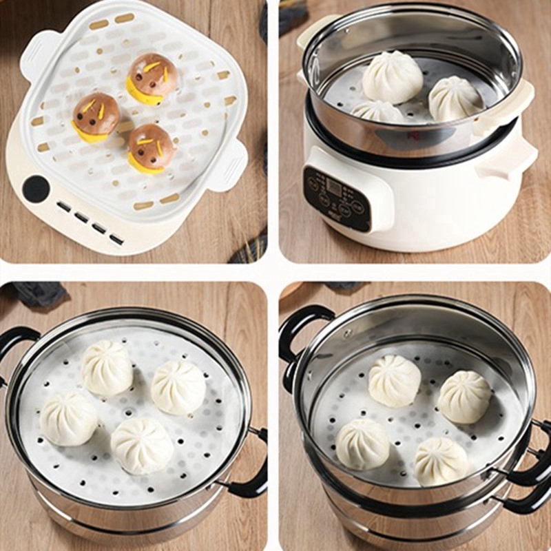 Bộ 100 Giấy Lót Hình Tròn Hỗ Trợ Hấp Bánh Chống Dính Tiện Dụng