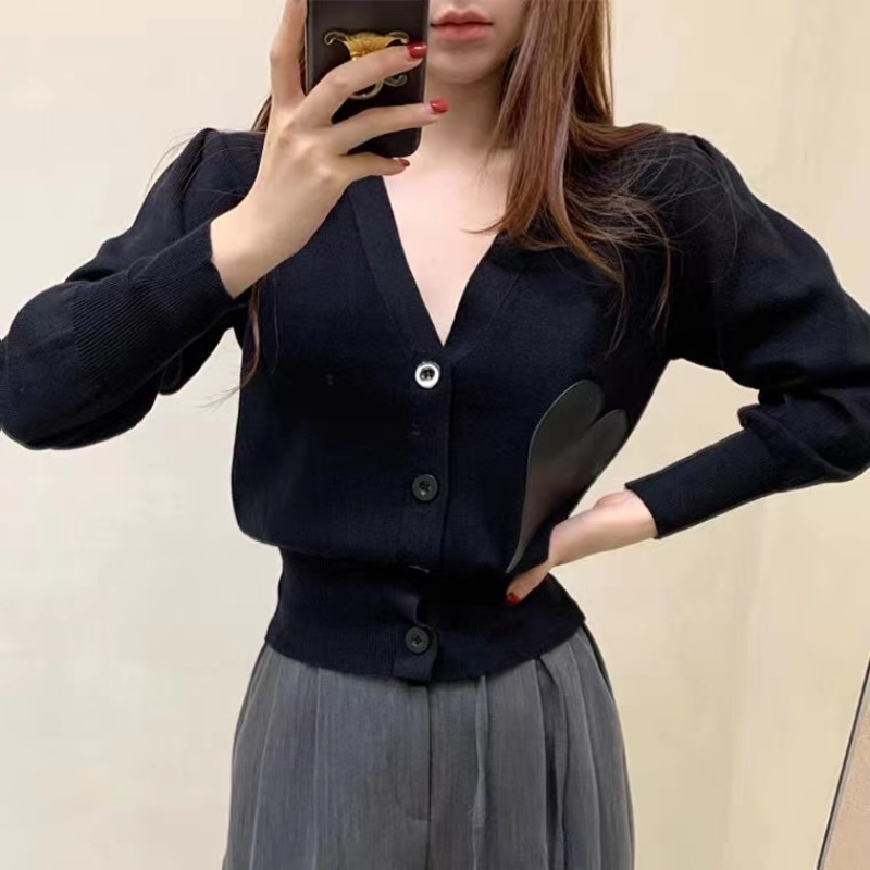 Áo khoác len Perty dáng rộng họa tiết trái tim thời trang Hàn Quốc cho nữ