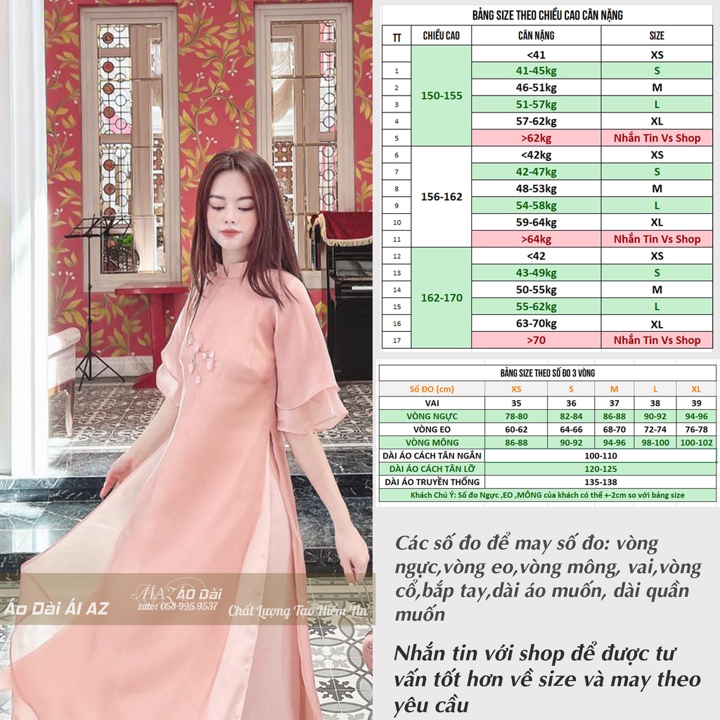 Áo Dài Cách Tân Nữ Dáng Suông Tay Bèo Thêu Cao Cấp MT39