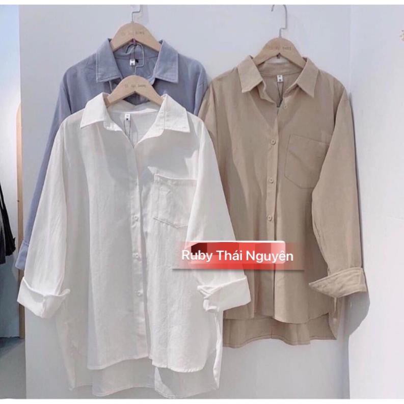Áo Sơ Mi Trơn Tay Dài 1 Túi Ulzang Basic Nhiều Màu !
