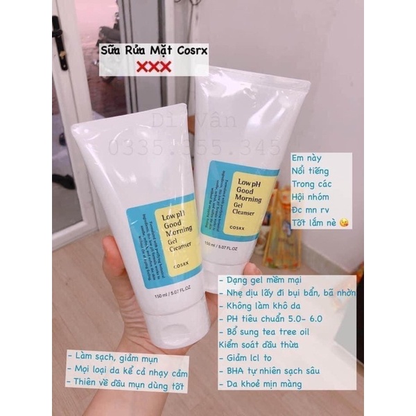 Sữa rửa mặt Cosrx Low PH Good Morning Gel Cleanser dạng gel chiết từ dầu cây trà | BigBuy360 - bigbuy360.vn
