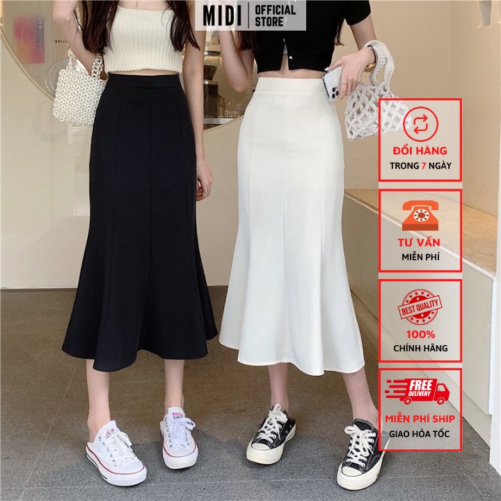 Chân váy đuôi cá dáng dài Midi Official Store chân váy lưng cao phong cách ulzzang trẻ trung