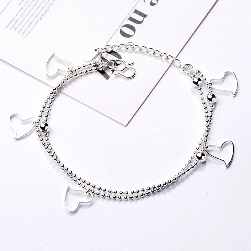 Vòng Tay Bạc 925 Mặt Hoa Trái Tim Thời Trang Cho Nữ