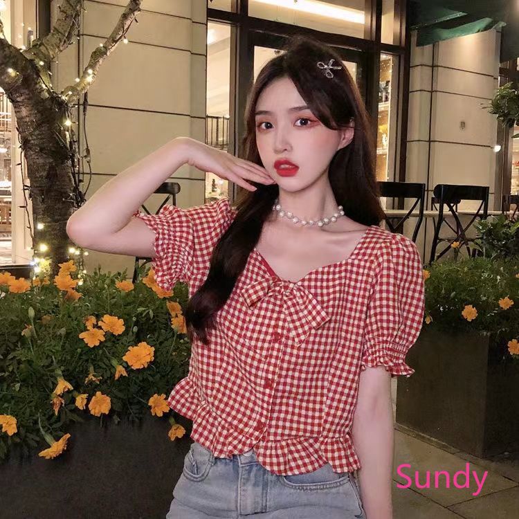 Áo Sơ Mi Tay Ngắn Kẻ Sọc Phối Nơ Thời Trang Mùa Hè Cho Bé Gái