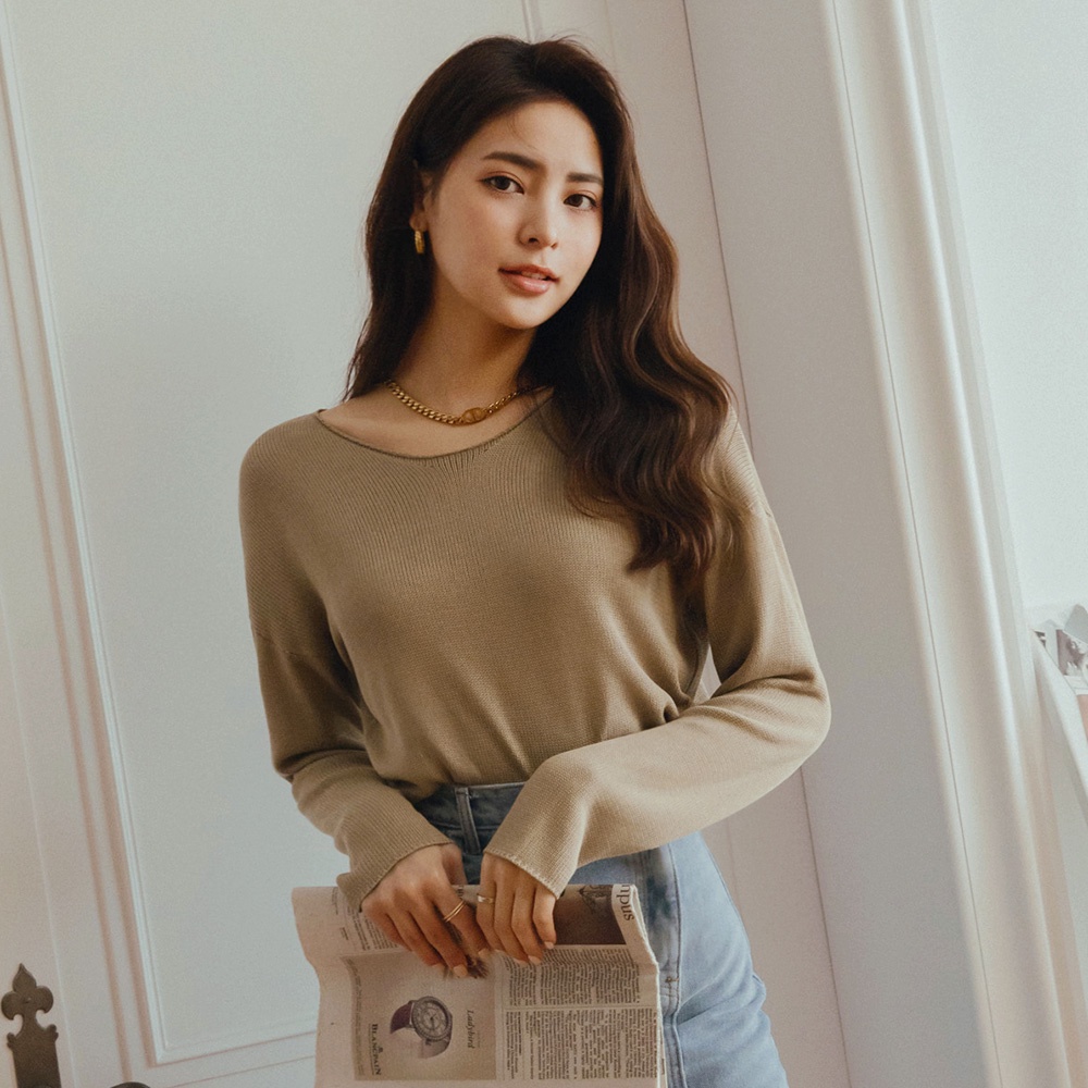 Áo dệt kim croptop dáng rộng nữ Air Space Lady 2211829004