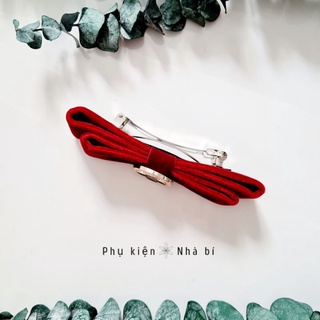 Kẹp tóc nơ nhung dáng mảnh thanh lịch