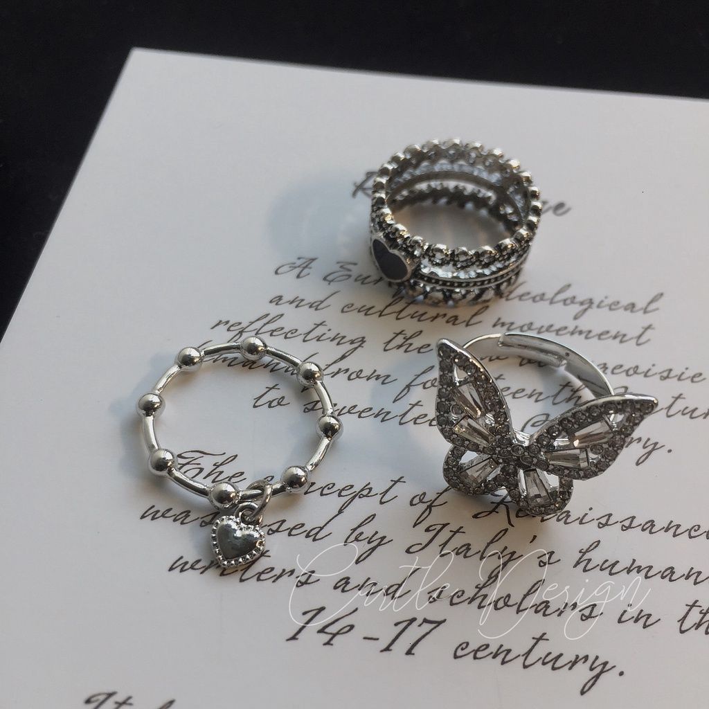 Nhẫn Hở Hình Bướm / Trái Tim Phong Cách Hàn Quốc Cao Cấp