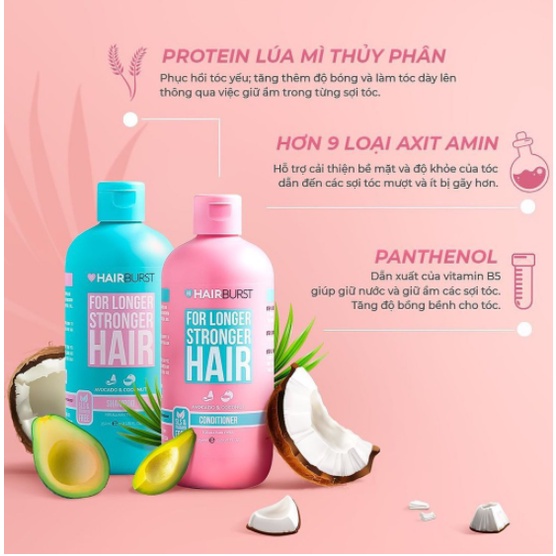 Set Gội Xả Hairburst kích mọc tóc dài và chắc khỏe 60ml &amp; 350ml/chai [NHẬP KHẨU CHÍNH HÃNG 100%]