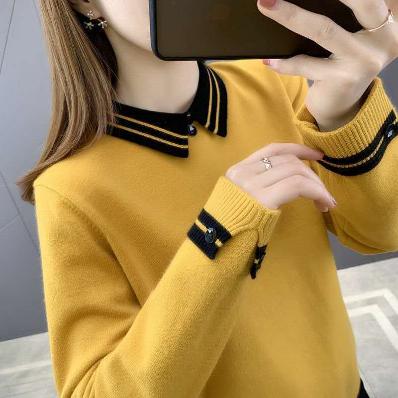 Áo sweater dệt kim dáng rộng thời trang cho phụ nữ trung niên