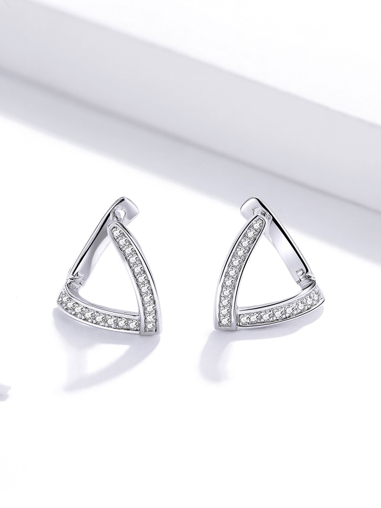 BAMOER Bông Tai Hình Học Bằng Bạc Thật Không Gây Dị Ứng SCE975 Thời Trang Cho Nữ