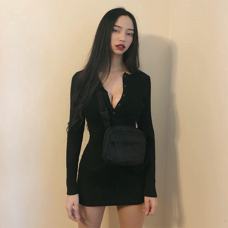 Đầm tay dài cổ chữ V ôm dáng quyến rũ thời trang cho nữ | BigBuy360 - bigbuy360.vn