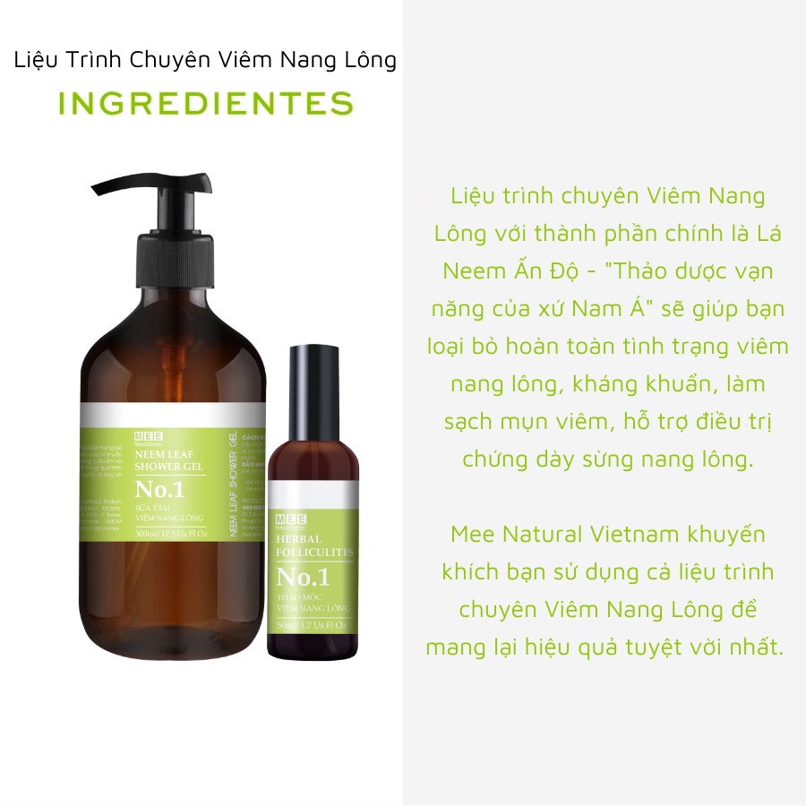 Xịt viêm nang lông - Mee Natural - Thảo mộc thiên nhiên  làm dịu kích ứng, mẩn đỏ Herbal Folliculitis 50ml | BigBuy360 - bigbuy360.vn