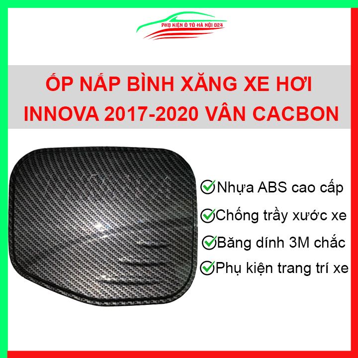 Ốp nắp xăng Innova 2017-2020 vân cacbon bảo vệ chống trầy trang trí ô tô