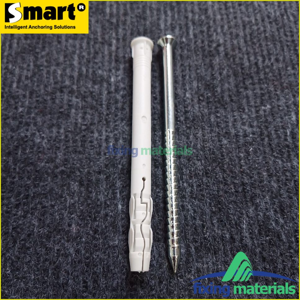 Tắc kê đóng cao cấp kèm vít hiệu Smart, PKK 10x120/70, lắp khung cửa (Nhựa PA6, Vít cường lực, Made in EU)