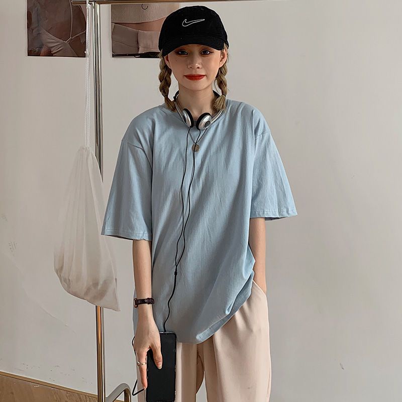 Áo Thun Nữ Tay Lỡ Unisex 100% Cotton 24 Màu Form Rộng Unisex