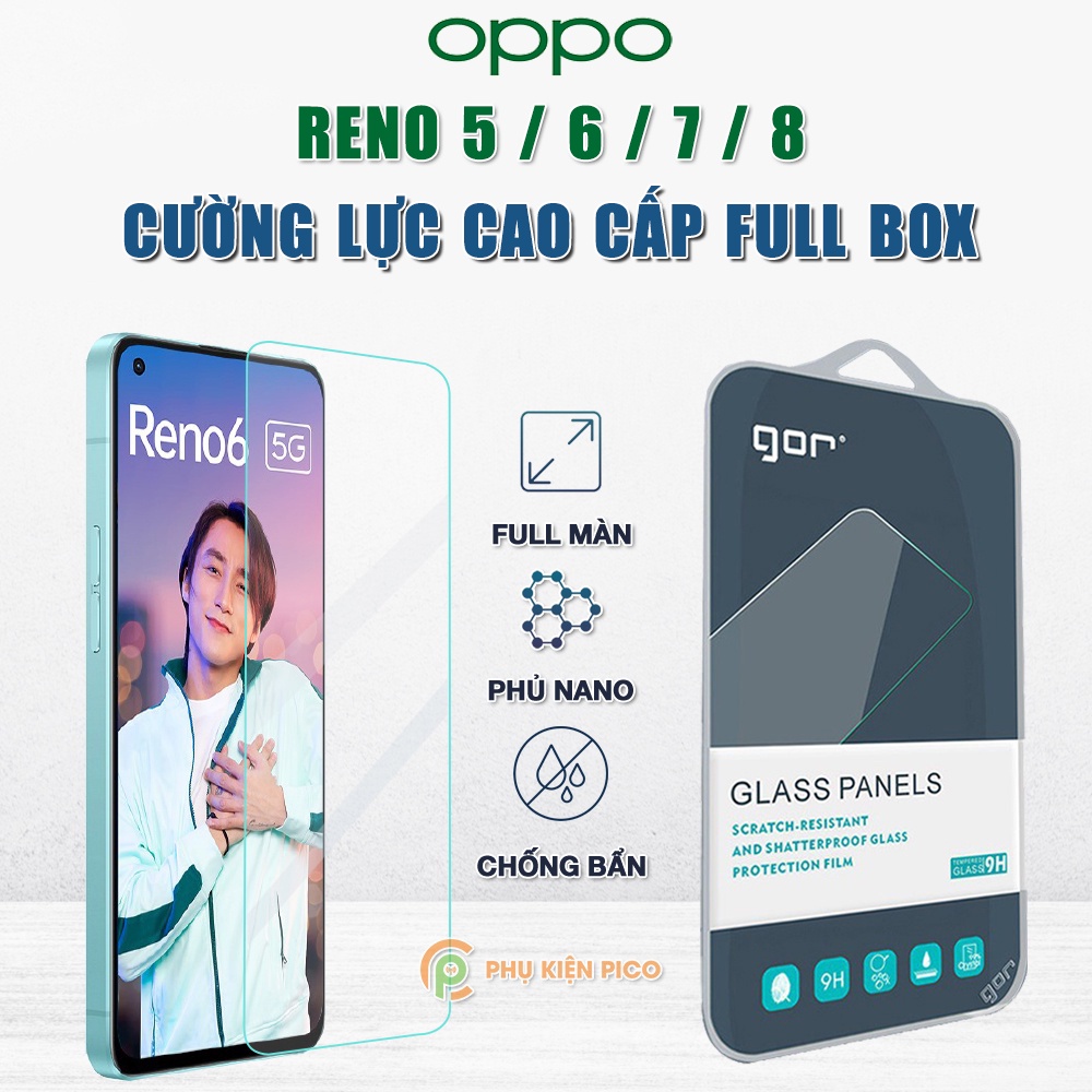 Cường lực Reno 6 5G / Reno 7 / Reno 8 Lite full màn hình chính hãng Gor độ cứng 9H - Dán màn hình Oppo Reno 8 5G