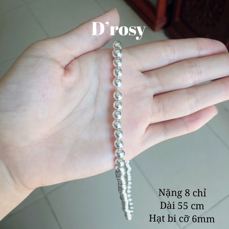 Dây chuyền bạc bi tròn trơn cho người lớn cỡ 3mm 4mm 5mm 6mm dài 47-55 cm chuẩn bạc ta có bảo hành