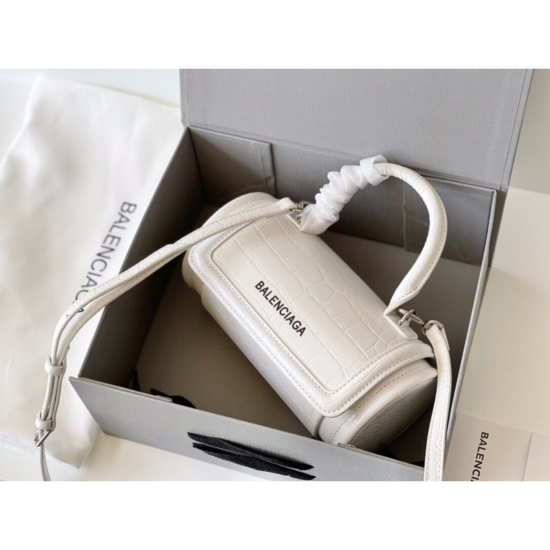 Túi xách/Túi đeo chéo Balenciaga thiết kế kiểu dáng hình trống da sần khóa đúc dày cao cấp