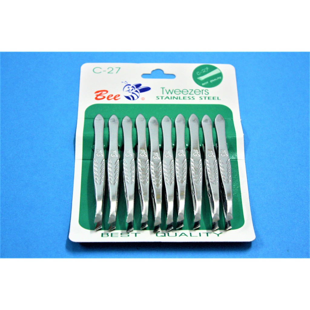 Nhíp thương hiệu Bee Slanted Mouth C27 Pattern (10 miếng) đầu nghiêng có thiết kế-C27 (10