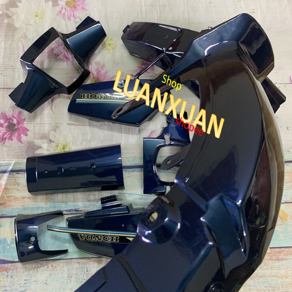 Bộ vỏ  nhựa xe máy- dàn áo xe Cub 82 -MÀU XANH TÍM-CUB đời đầu