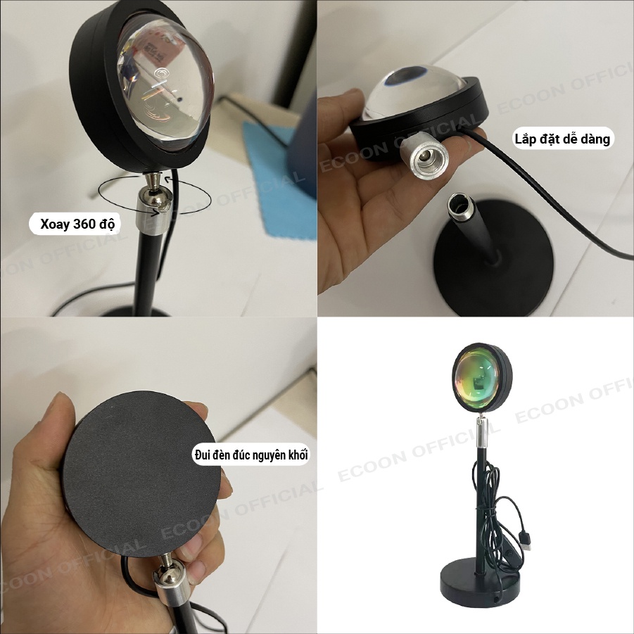 Đèn hoàng hôn 𝟒 𝐟𝐢𝐥𝐦 𝐦𝐢𝐱 𝟏𝟎 𝐦𝐚̀𝐮, đèn led tiktok quay livestream, dây USB dài 190cm