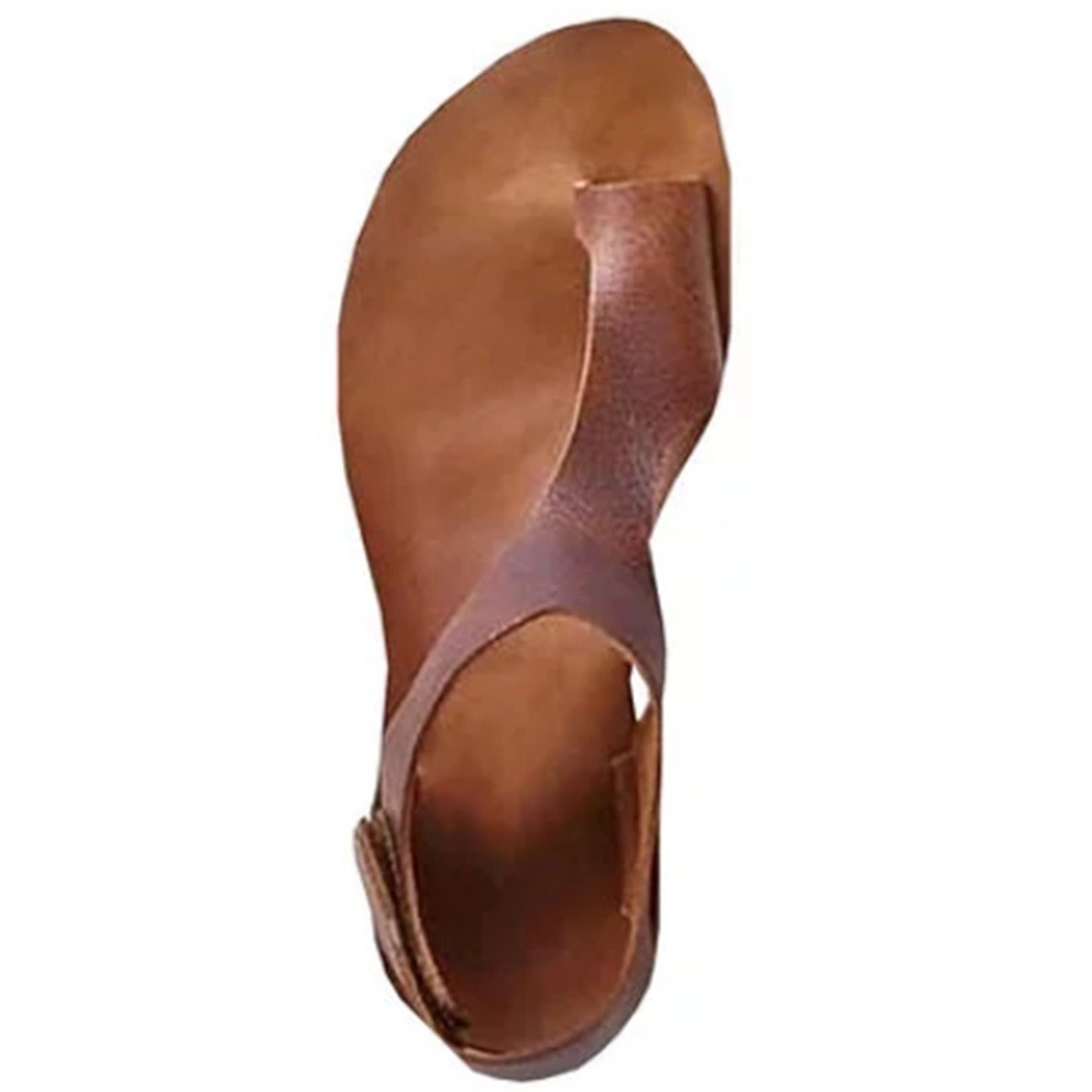 Giày sandal chiến binh đế phẳng chất liệu da PU cho nữ