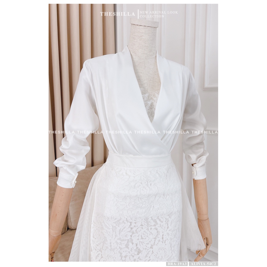 Váy thiết kế cao cấp set chân váy trắng phối ren áo lụa [ Có video + Ảnh thật ] The Shilla - Alivia-54C2