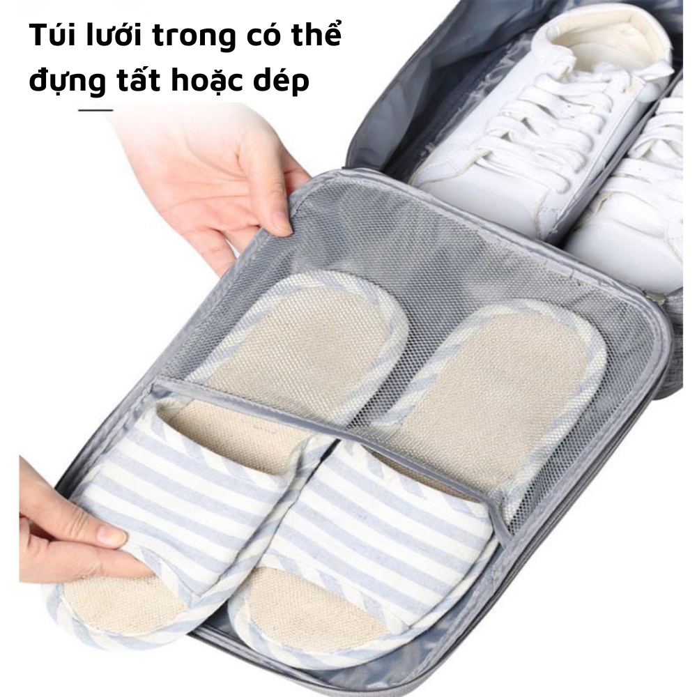 Túi đựng đồ du lịch có khe gài tay kéo vali túi đựng giày dép 3 ngăn chống thấm nước tiện lợi