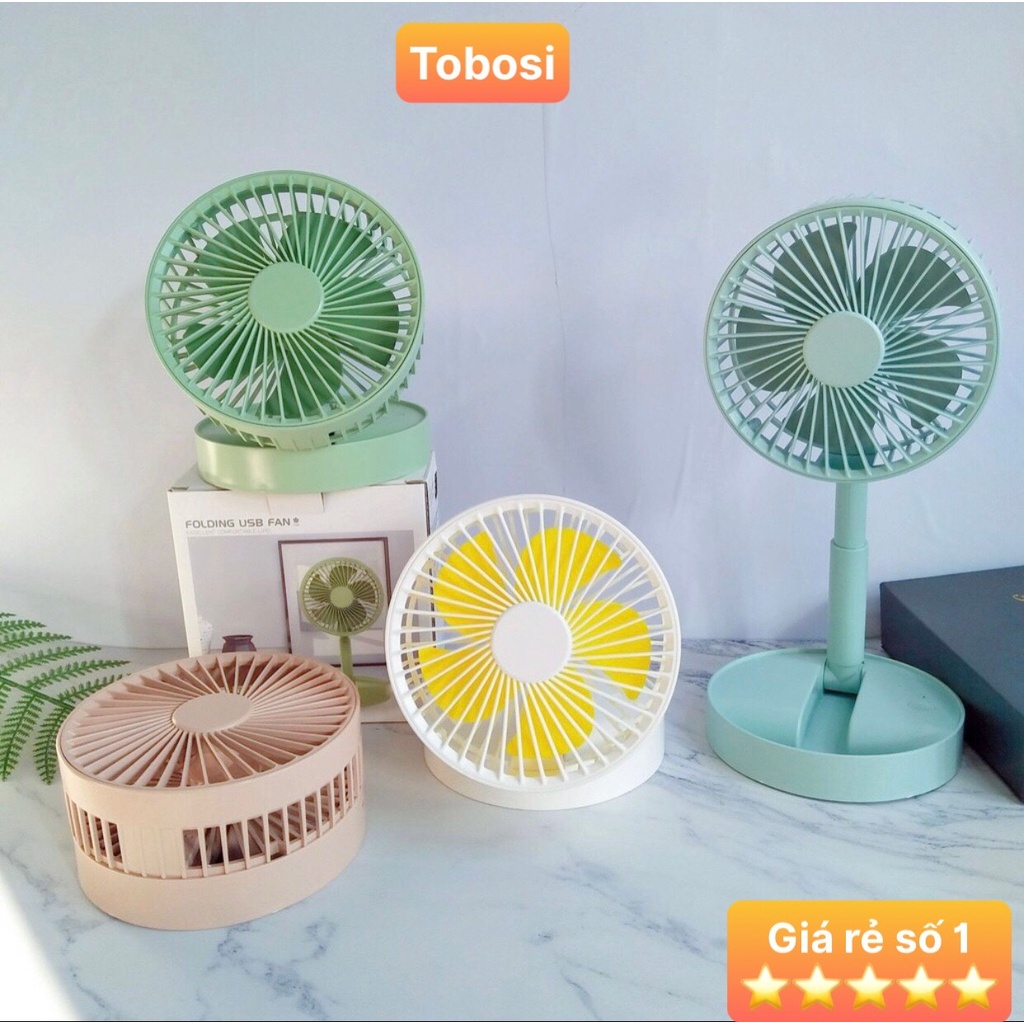 [ BH_ 6 tháng ] Quạt mini tích điện để bàn gấp gọn xoay 180 Độ với 3 cấp độ mát, thế hệ mới – Tặng Kèm Dây Cáp Sạc USB