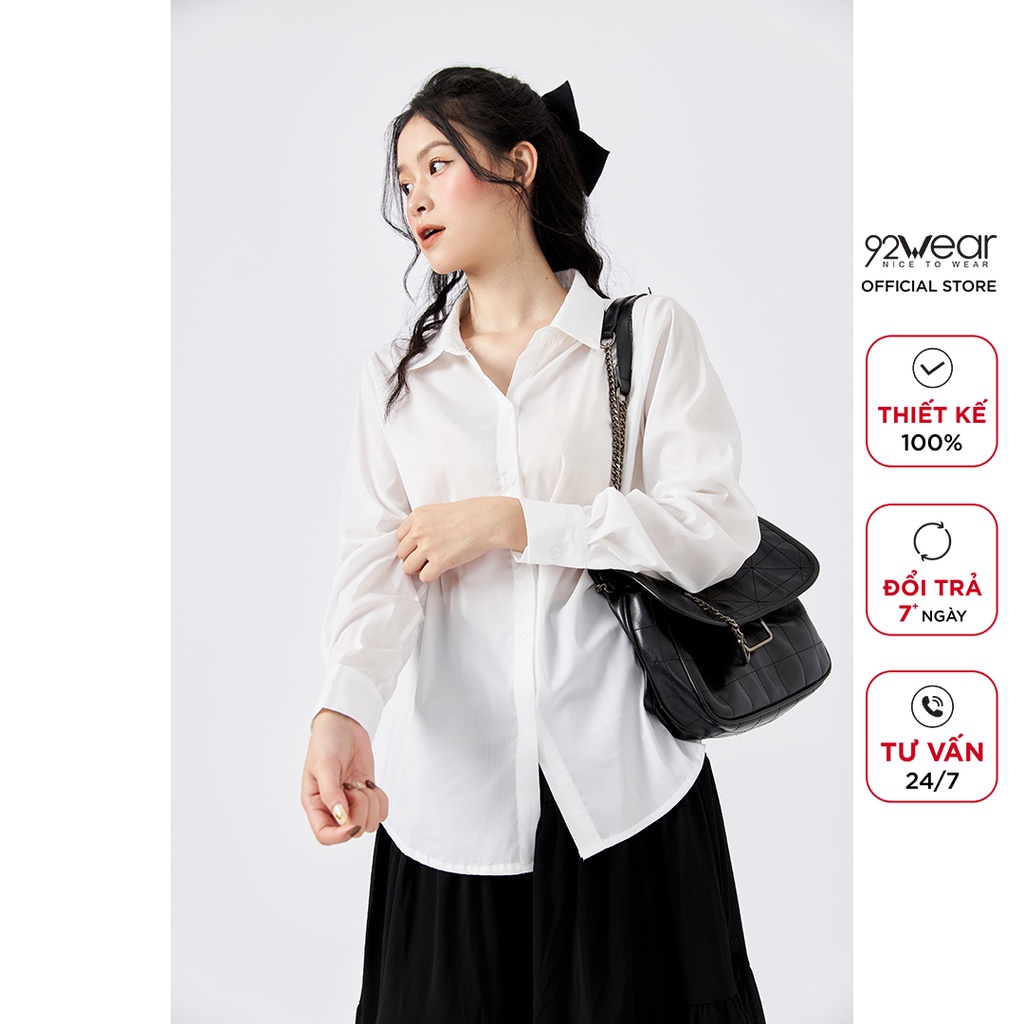 [Mã WABRH11 giảm 10% đơn 99K] Áo sơ mi trắng nữ dài tay công sở 92WEAR ASW1134 | BigBuy360 - bigbuy360.vn