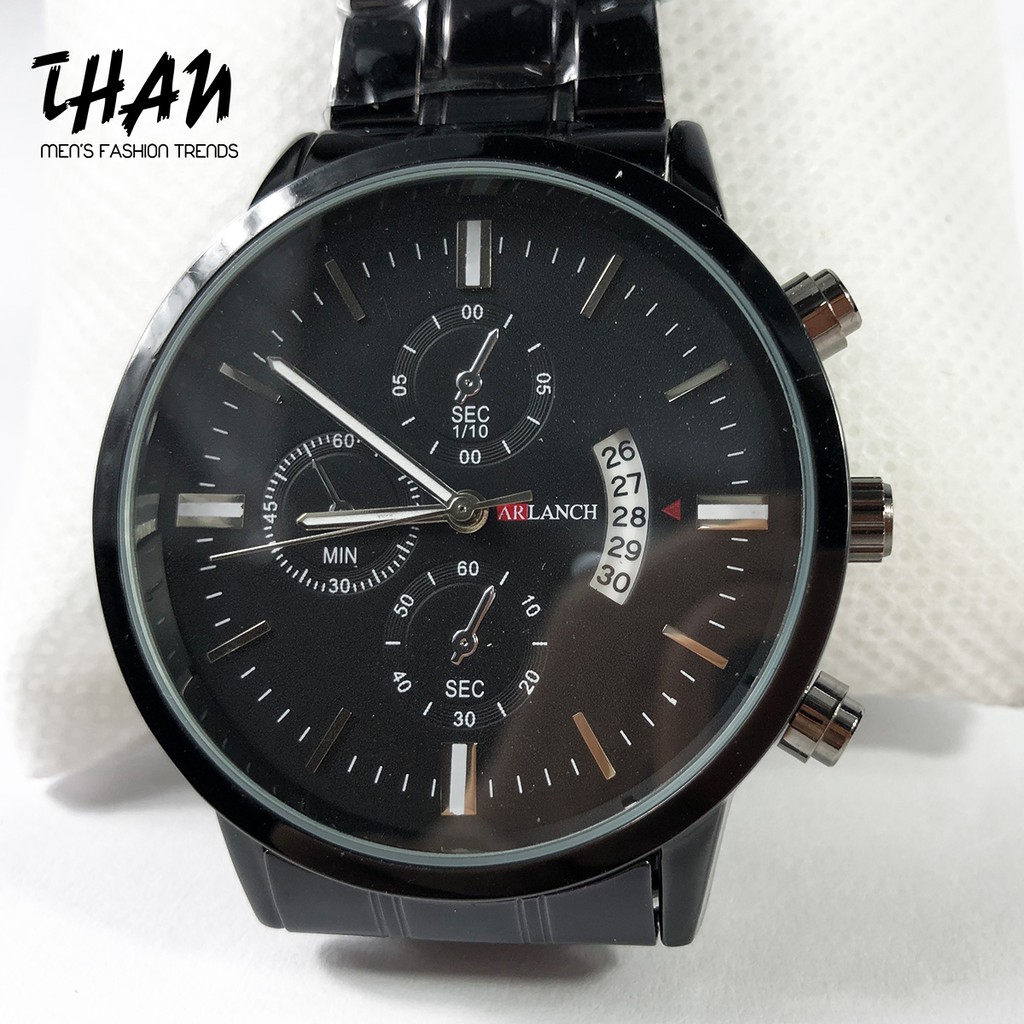 Đồng Hồ Nam Arlanch Dây Thép Đen Phong Cách Doanh Nhân Sang Trọng, Có Lịch Ngày, Kính cường lực chống xước - Tặng hộp | BigBuy360 - bigbuy360.vn