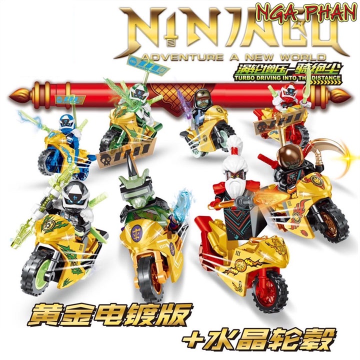 Combo 2 Digi Ninja Cưỡi Mô Tô Vàng Ninjago Đồ Chơi Xếp Hình Lắp Ráp HJ MOC DIY