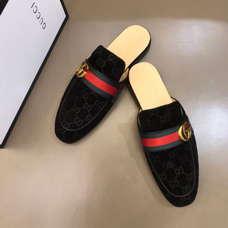 giày lười da nhung in họa tiết gắn logo GG Gucci GC cao cấp