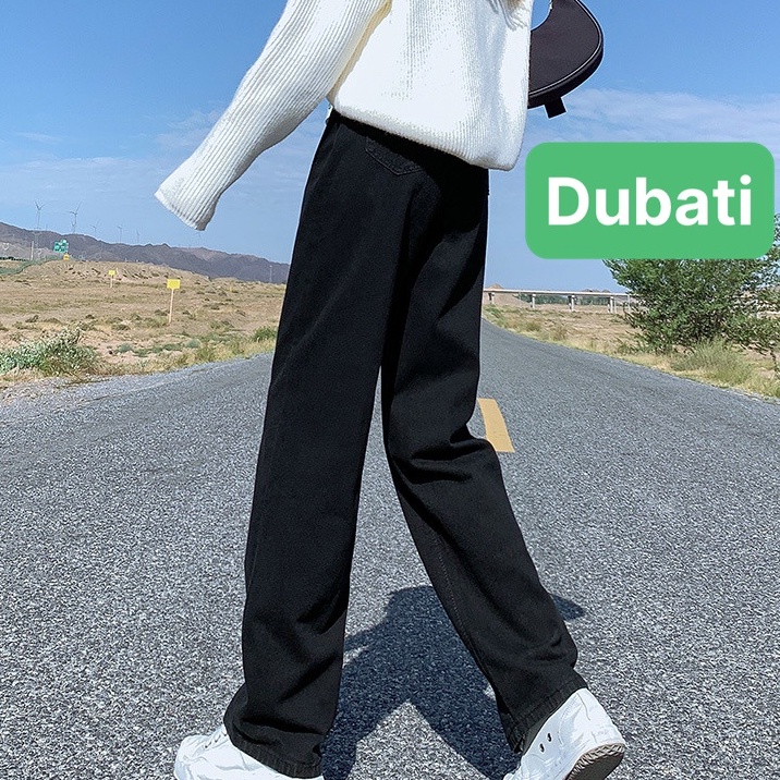 QUẦN BAGGY JEAN NỮ CHẤT BÒ ĐEN ỐNG SUÔNG RỘNG LƯNG CAO NÂNG MMÔNG- DB 069- DUBATI FASHION