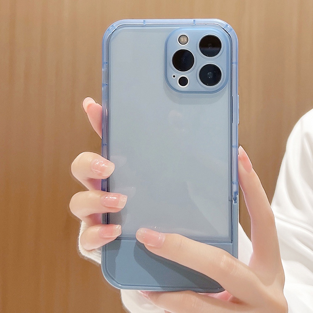 Ốp Điện Thoại Silicon tpu Trong Suốt Có Giá Đỡ Cho iphone 11 12 13 pro max mini XR XS 7 8 plus