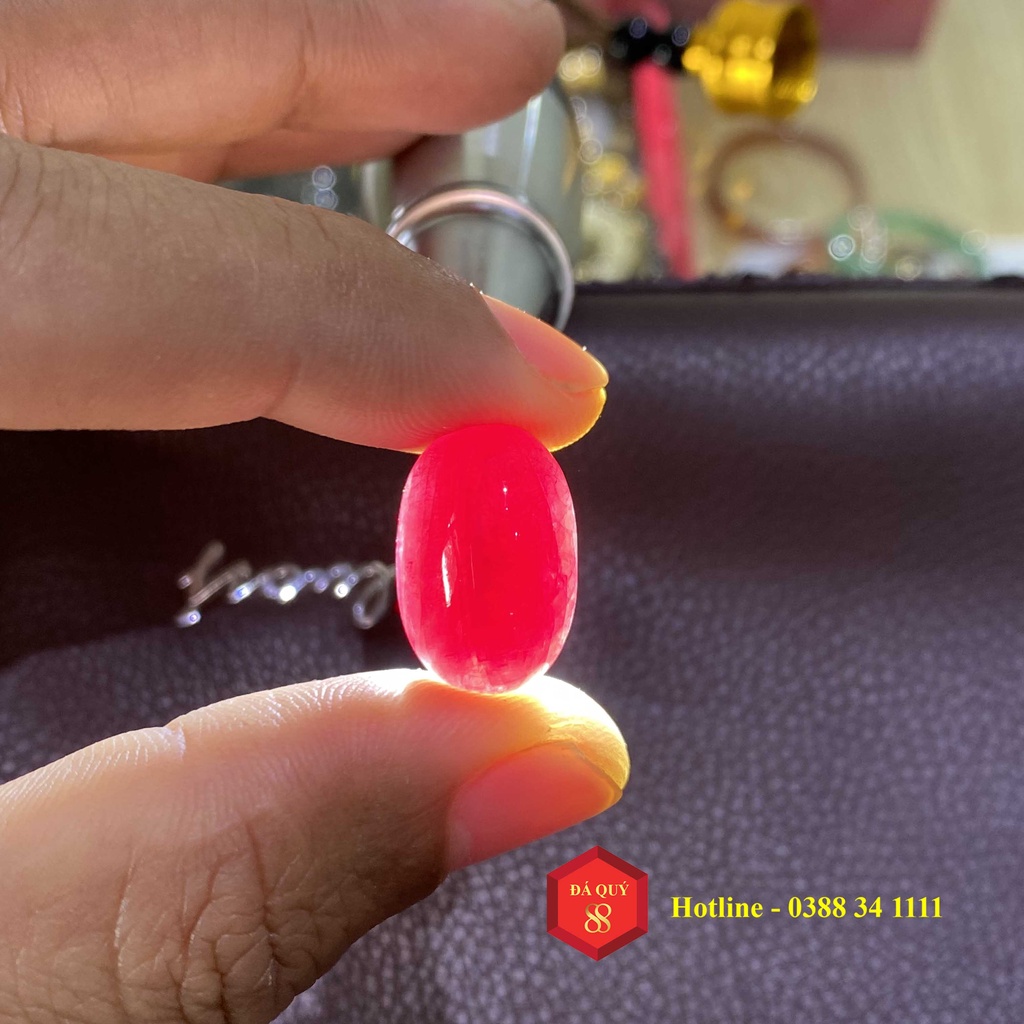 Mặt Nhẫn Đá Ruby Tự Nhiên Yên Bái Mài Sống Đỏ Đậm 26,17ct Kiểm Định IGG