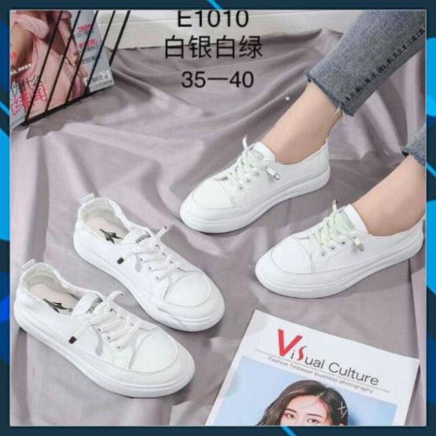Giày slip on có dây buộc màu trắng tiện lợi . RẺ VÔ ĐỊCH XCv Chuẩn .