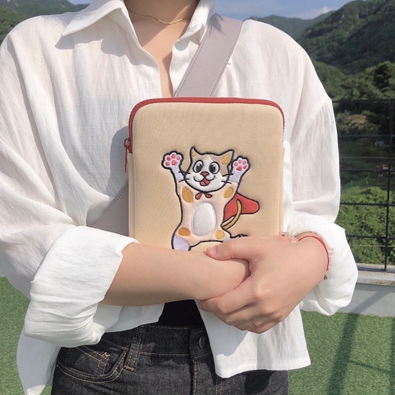 IELGY Túi Xách Đựng Máy Tính Bảng In Hoạt Hình Kiểu Hàn Quốc Dễ Thương Cho Bạn Gái