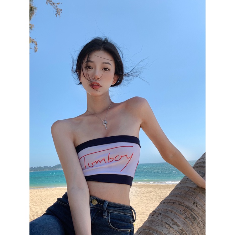 Áo Ống Co Giãn Ôm Dáng In Chữ Nhiều Màu Quyến Rũ Thời Trang Xuân Hè