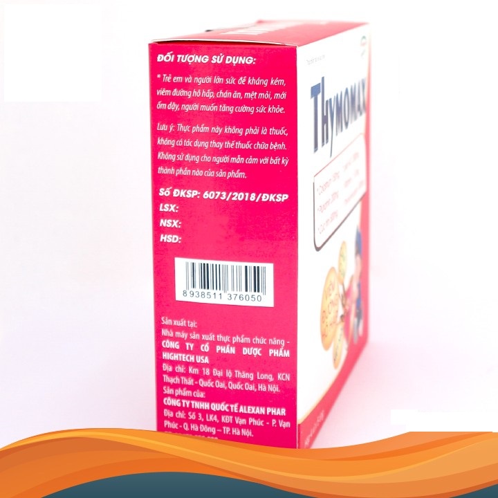 Thymomax - Hỗ trợ tăng cường miễn dịch, sức đề kháng ở trẻ (20 ống)