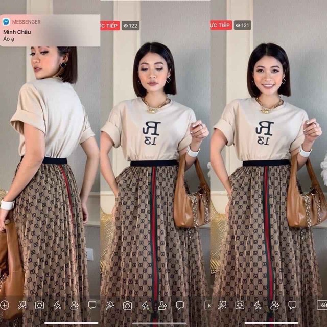 ❤️ SET ÁO THUN + CHÂN VÁY DG XẾP LY #195k